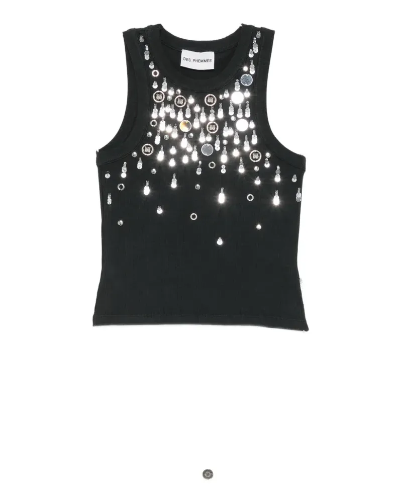Des Phemmes embellished ribbed tank top - Schwarz Schwarz