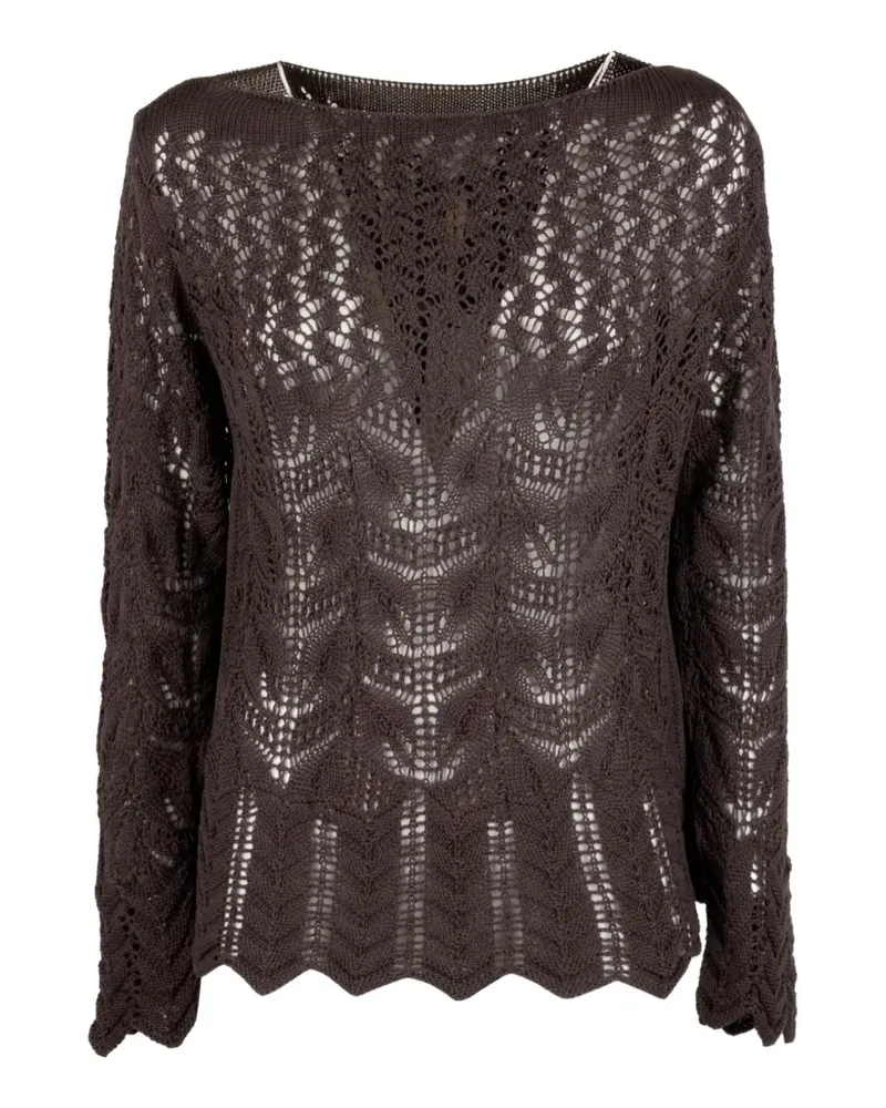 cinque Mia open-knit scalloped-hem sweater - Braun Braun