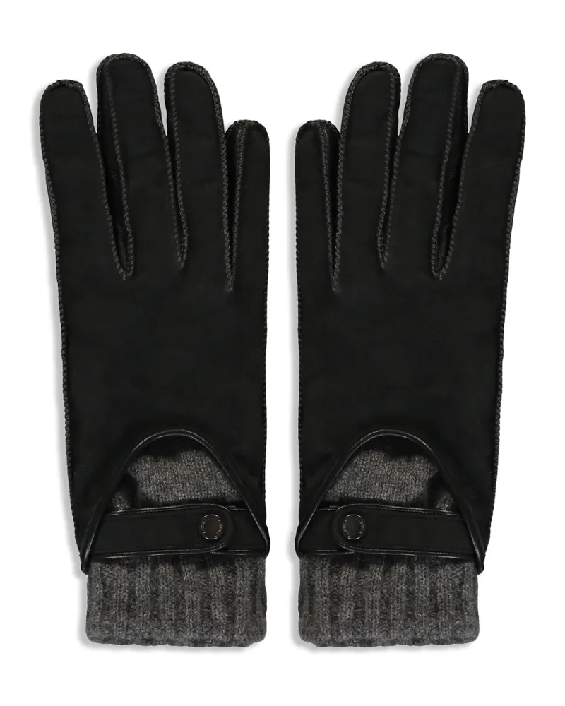 MOORER Gestrickte Handschuhe aus Leder - Schwarz Schwarz