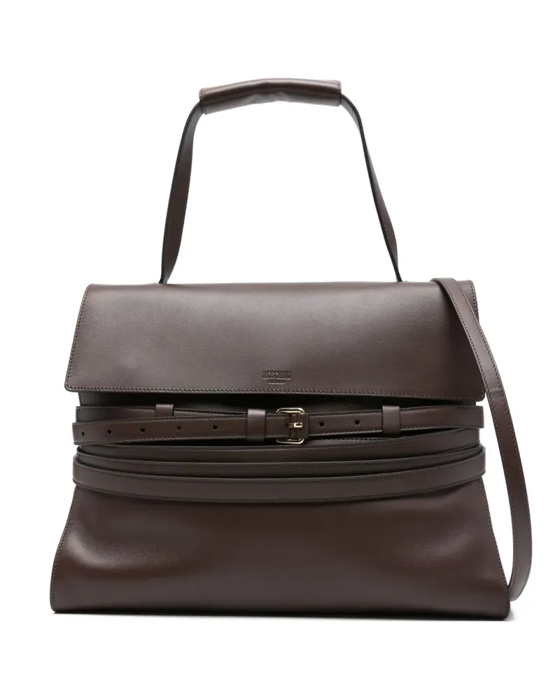Moschino Mittelgroße Tie Me Tote Bag mit Gürtel - Braun Braun