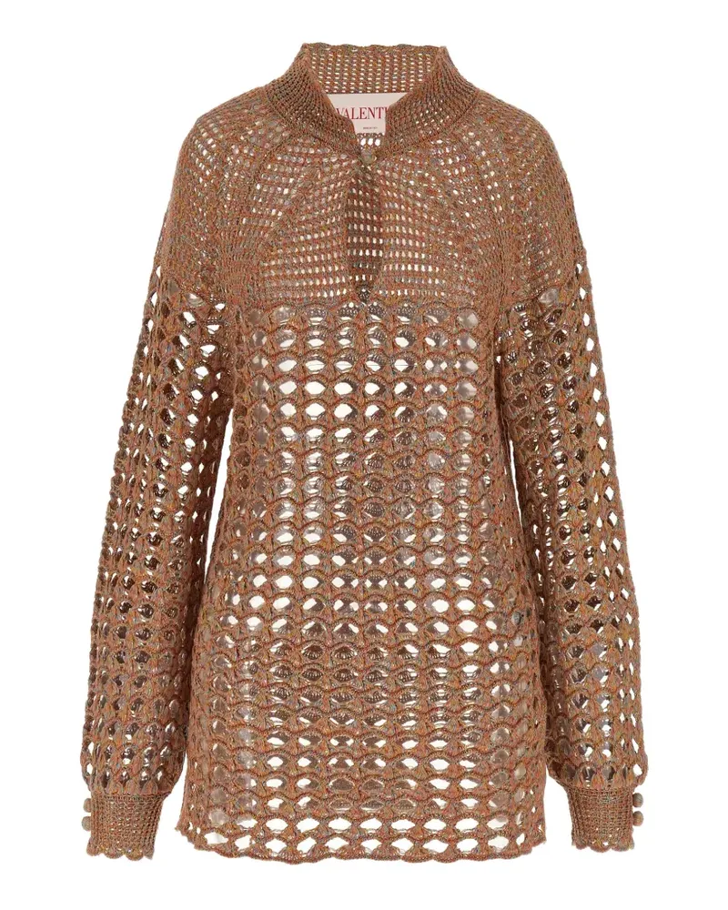 Valentino Garavani Pullover aus Leinen mit Lochstrickmuster - Braun Braun