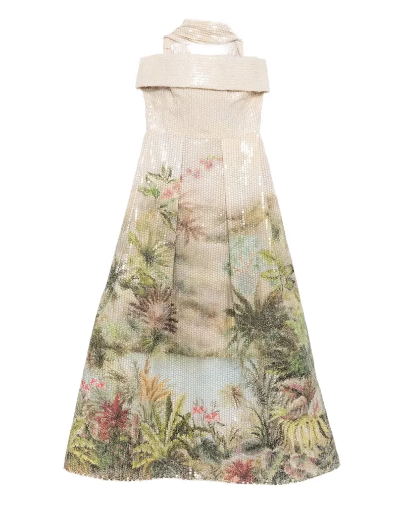 Elie Saab Paillettenkleid mit Print - Nude Nude
