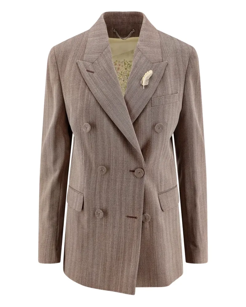 Golden Goose Doppelreihige Jacke mit Federdetail - Nude Nude