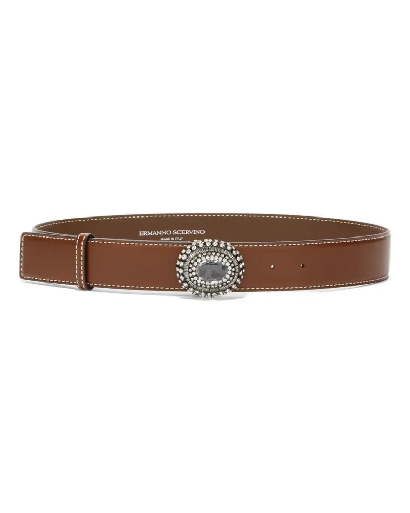 Ermanno Scervino Gürtel mit Kristallschnalle - Braun Braun