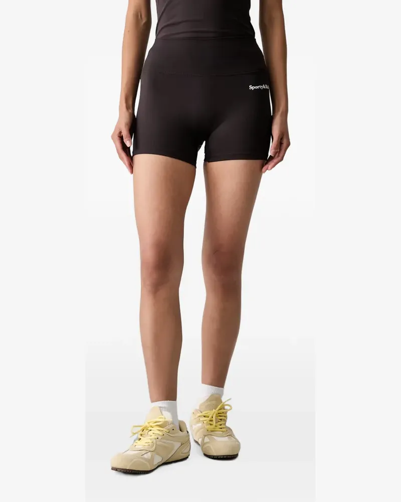 SPORTY & RICH Serif Radlerhose mit Logo - Braun Braun