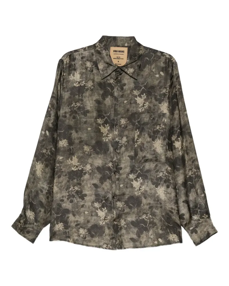 Uma Wang floral-print long-sleeve shirt - Grün Grün