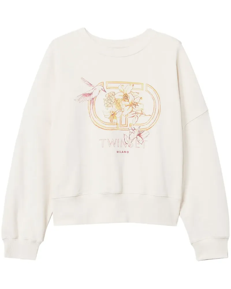 Twin-Set Sweatshirt mit Kolibri-Print - Weiß Weiß