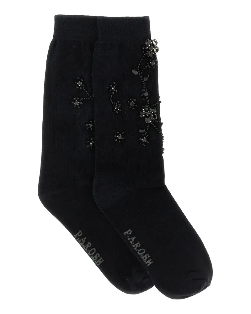 P.A.R.O.S.H. crystal-embellished floral socks - Schwarz Schwarz