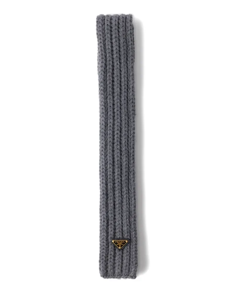 Prada enamelled triangle rib knit scarf - Grau Grau