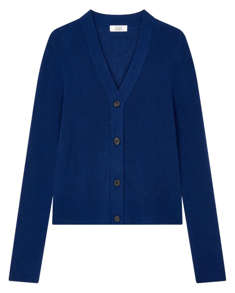 STUDIO TOMBOY Cardigan mit V-Ausschnitt - Blau Blau