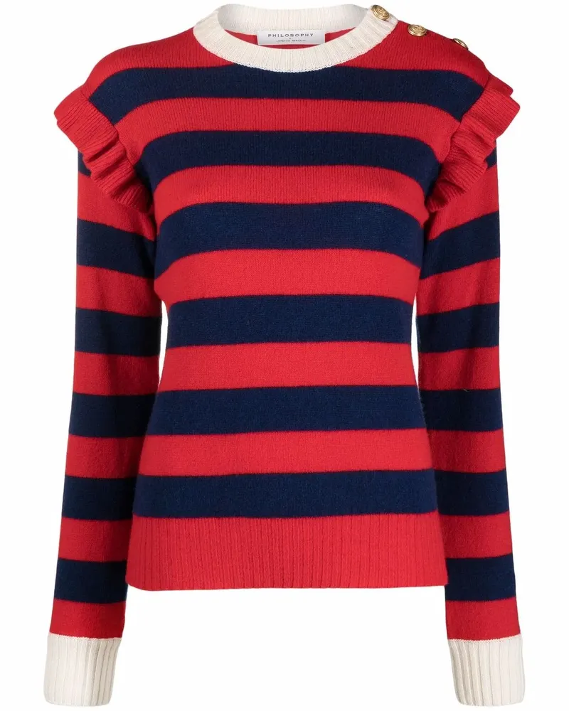 Philosophy Di Lorenzo Serafini Gestreifter Pullover mit Rüschen - Rot Rot