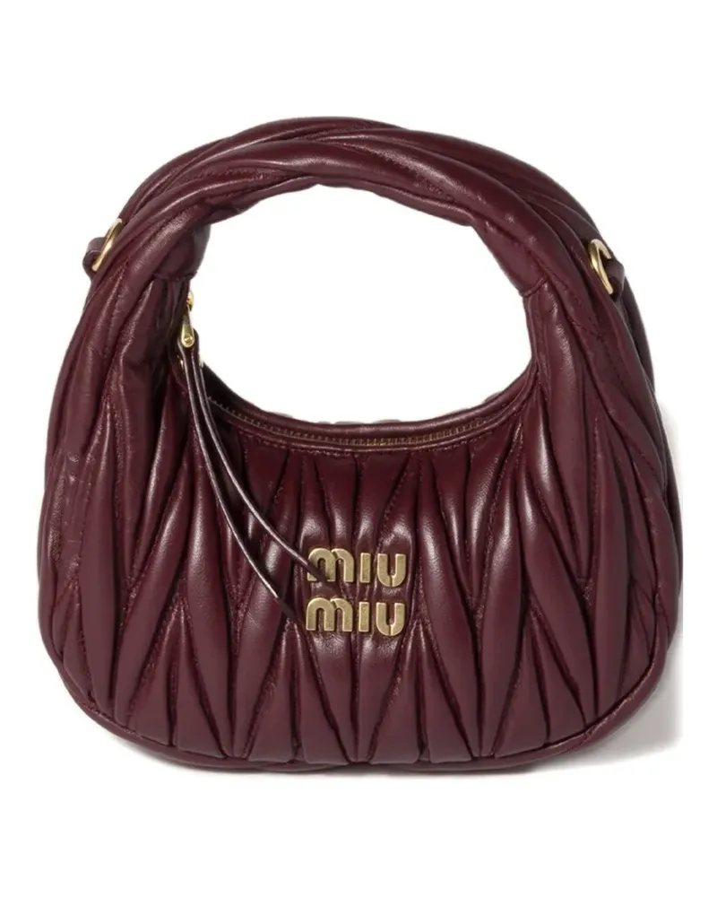 Miu Miu Wander matelassé nappa leather hobo mini-bag - Rot Rot