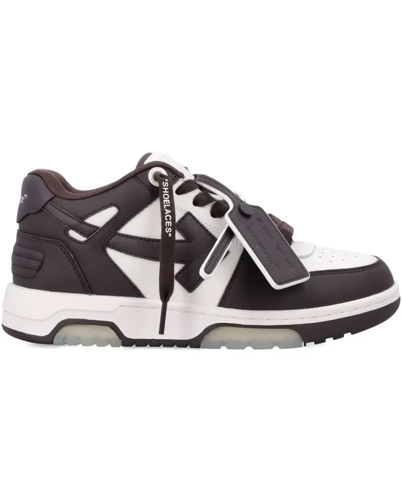 OFF-WHITE Our Of Office arrow-logo leather sneakers - Braun Braun