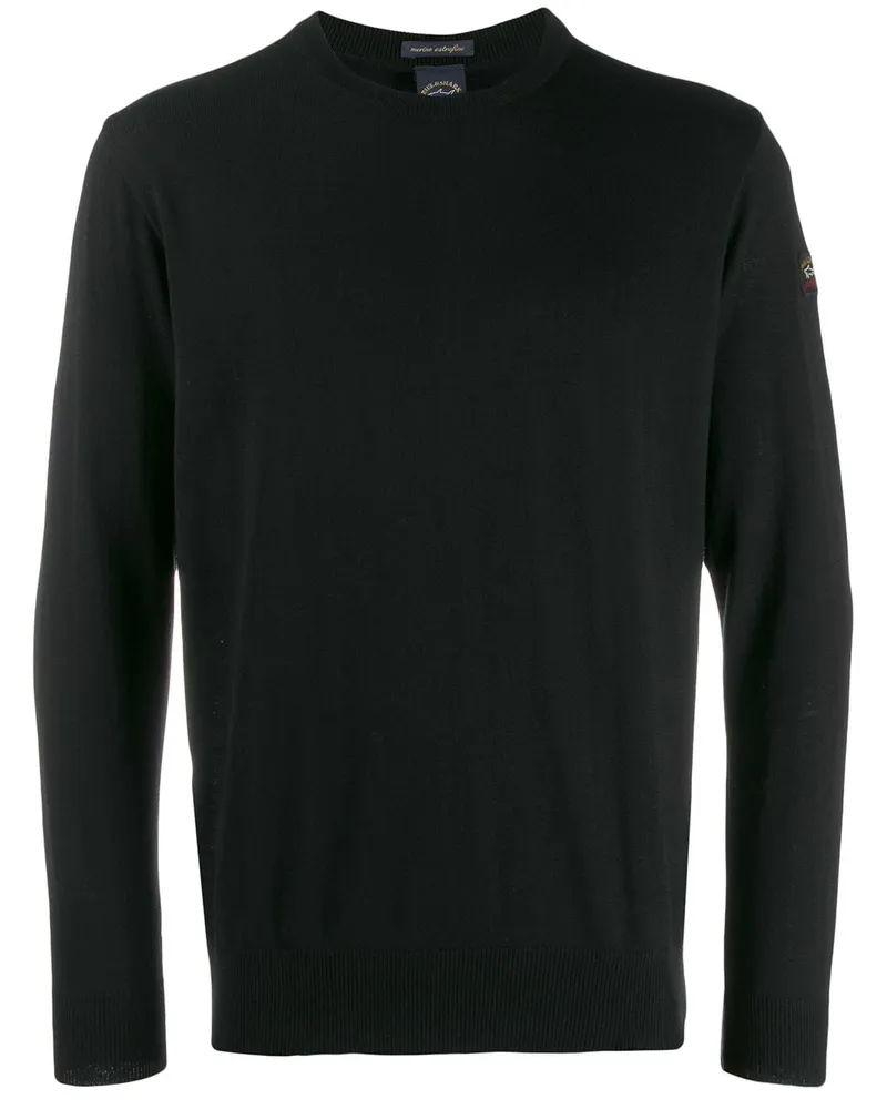 Paul & Shark Sweatshirt mit Logo-Patch - Schwarz Schwarz