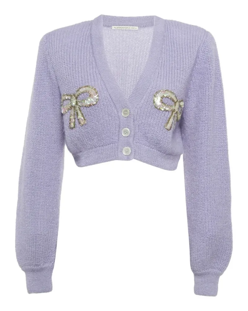 Alessandra Rich bow-embellished cropped cardigan - Violett Violett