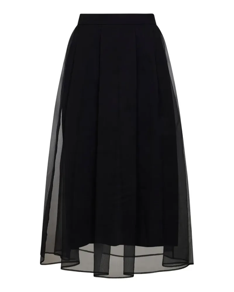 Brunello Cucinelli pleated layered midi skirt - Schwarz Schwarz