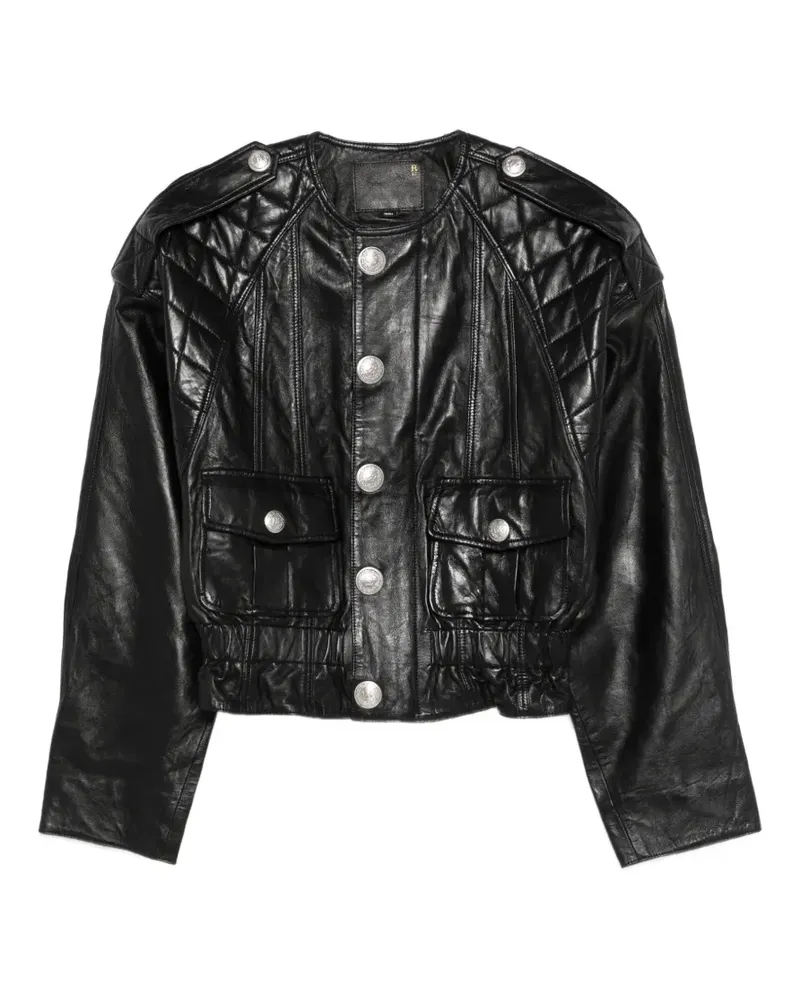 R13 quilted button leather jacket - Schwarz Schwarz