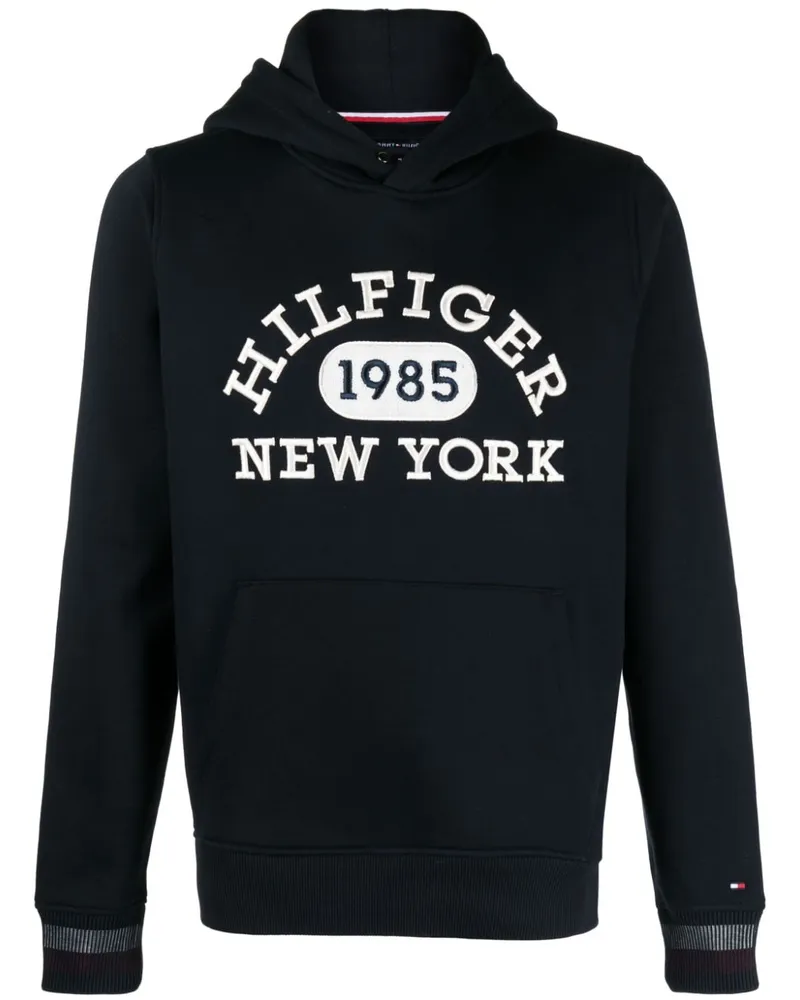Tommy Hilfiger Hoodie mit Logo-Stickerei - Blau Blau