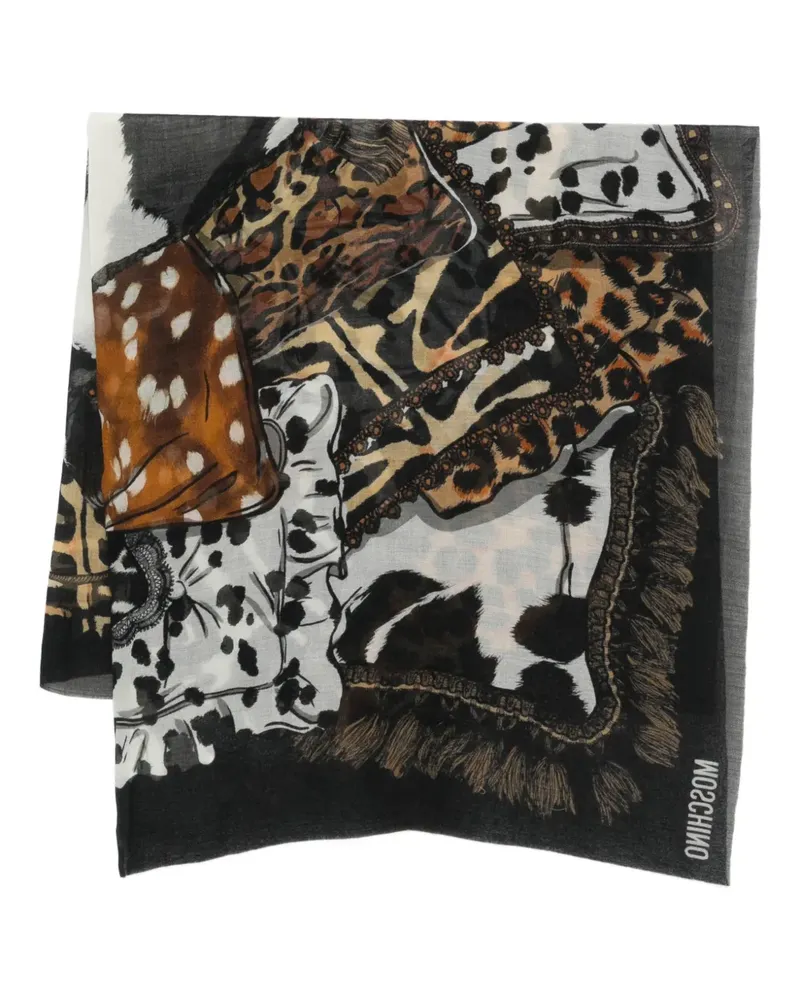 Moschino Schal mit Tier-Print - Schwarz Schwarz