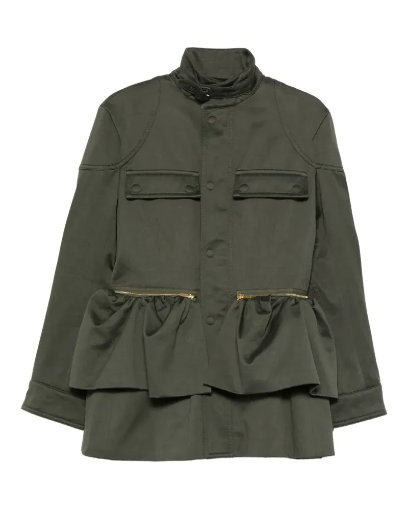 Carven Esperanto ruffled-detailing zip-fastening coat - Grün Grün