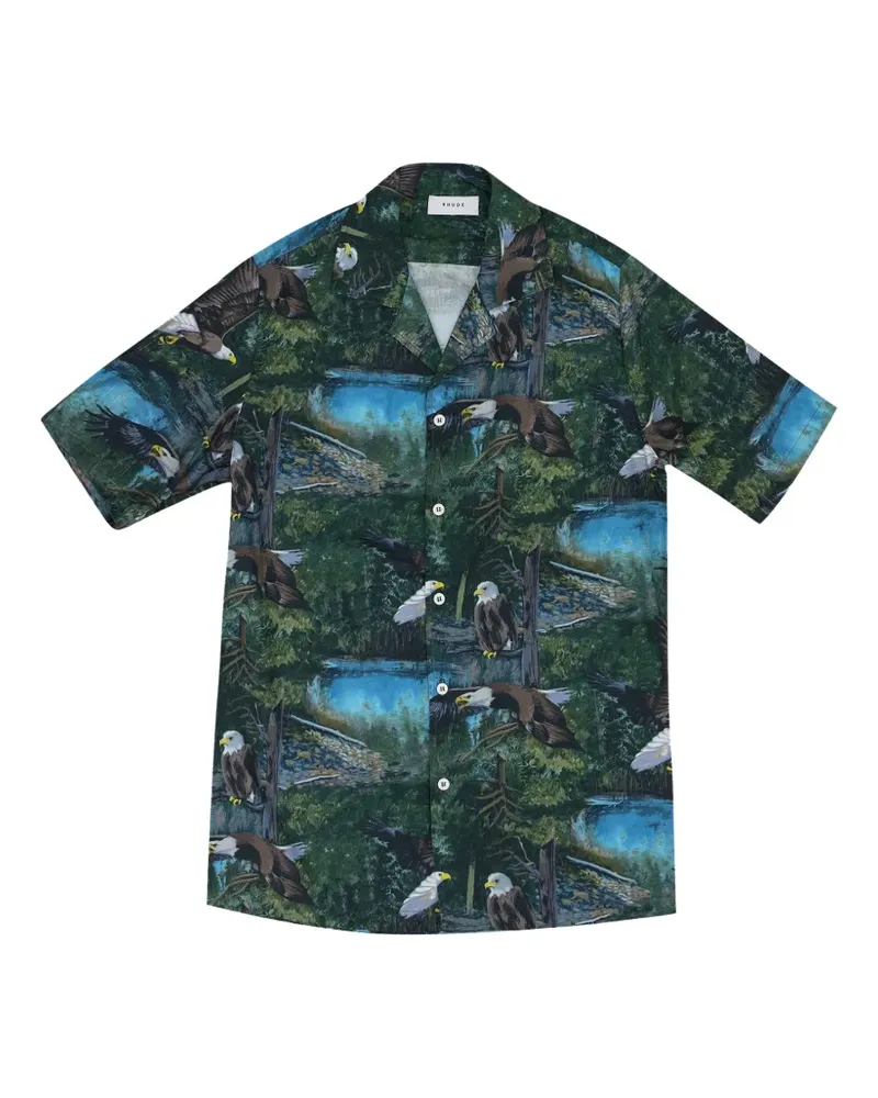 RHUDE Hemd mit Logo-Print - Grün Grün