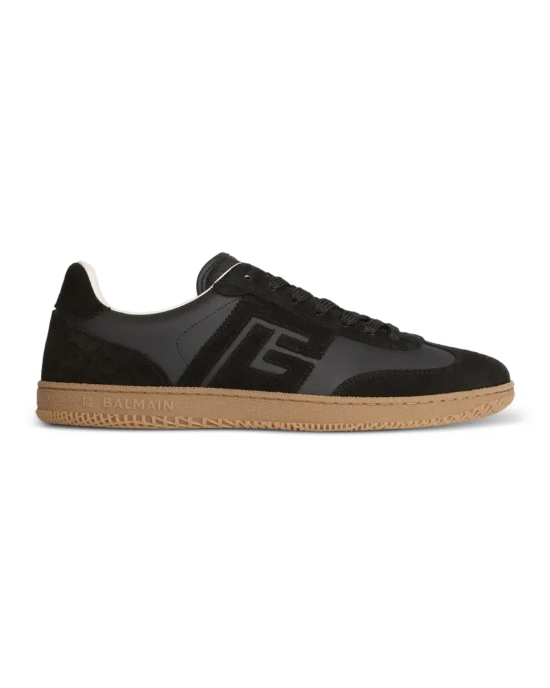 Balmain Swan Sneakers aus Wildleder und Glattleder - Schwarz Schwarz