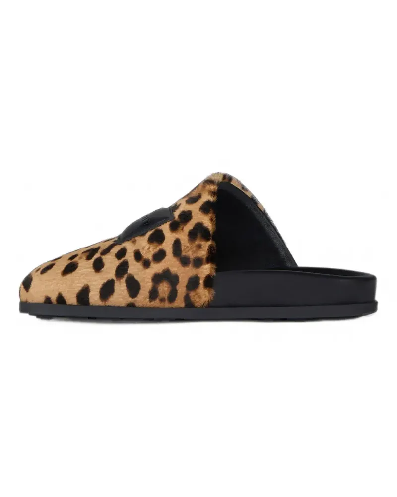 Givenchy Flache Label Mules aus Leder mit Pony-Effekt und Leopardenmuster - Nude Nude