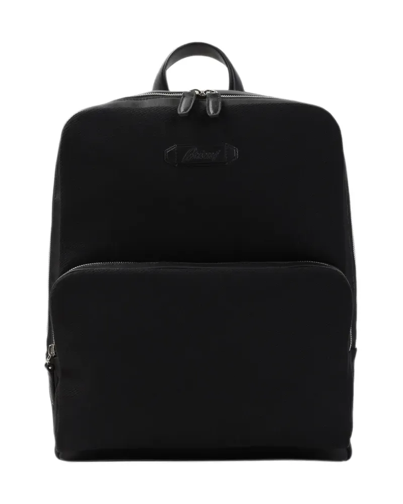 Brioni logo-patch zip-around backpack - Schwarz Schwarz