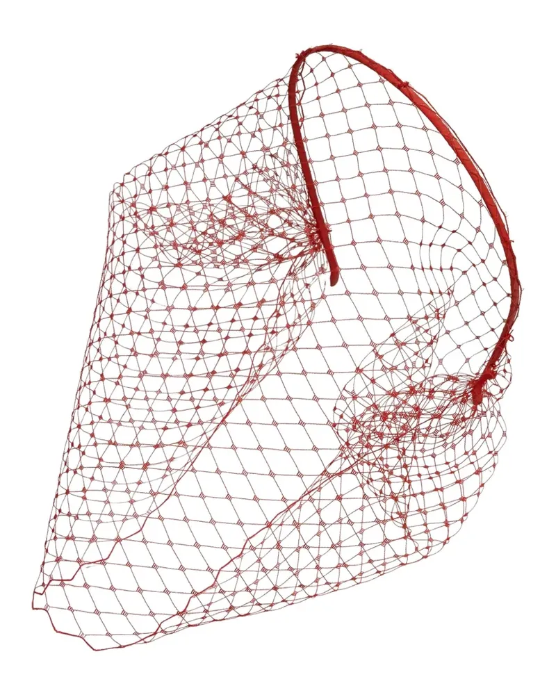 Jennifer Behr Voilette Haarreif mit Mesh-Schleier - Rot Rot