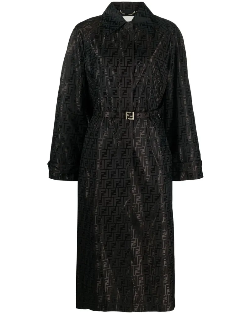 Fendi Jacquard-Mantel mit Gürtel - Braun Braun