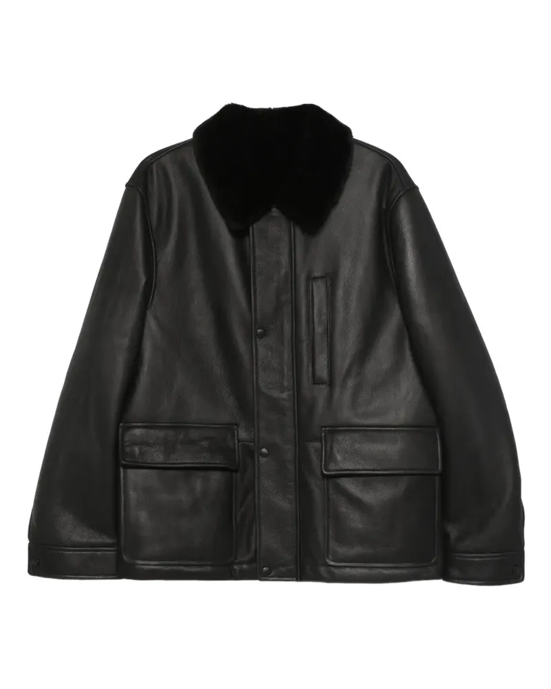 Yves Salomon Lederjacke mit Kragen - Schwarz Schwarz
