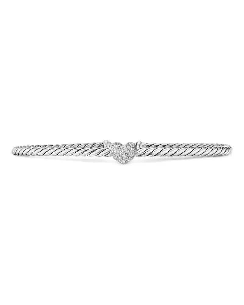 David Yurman Cable Flex Herz-Armband mit Diamant - Silber Silber