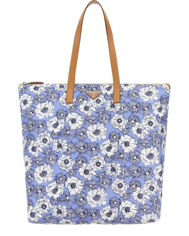 Prada Tote Bag aus Re-Nylon mit Print - Blau Blau