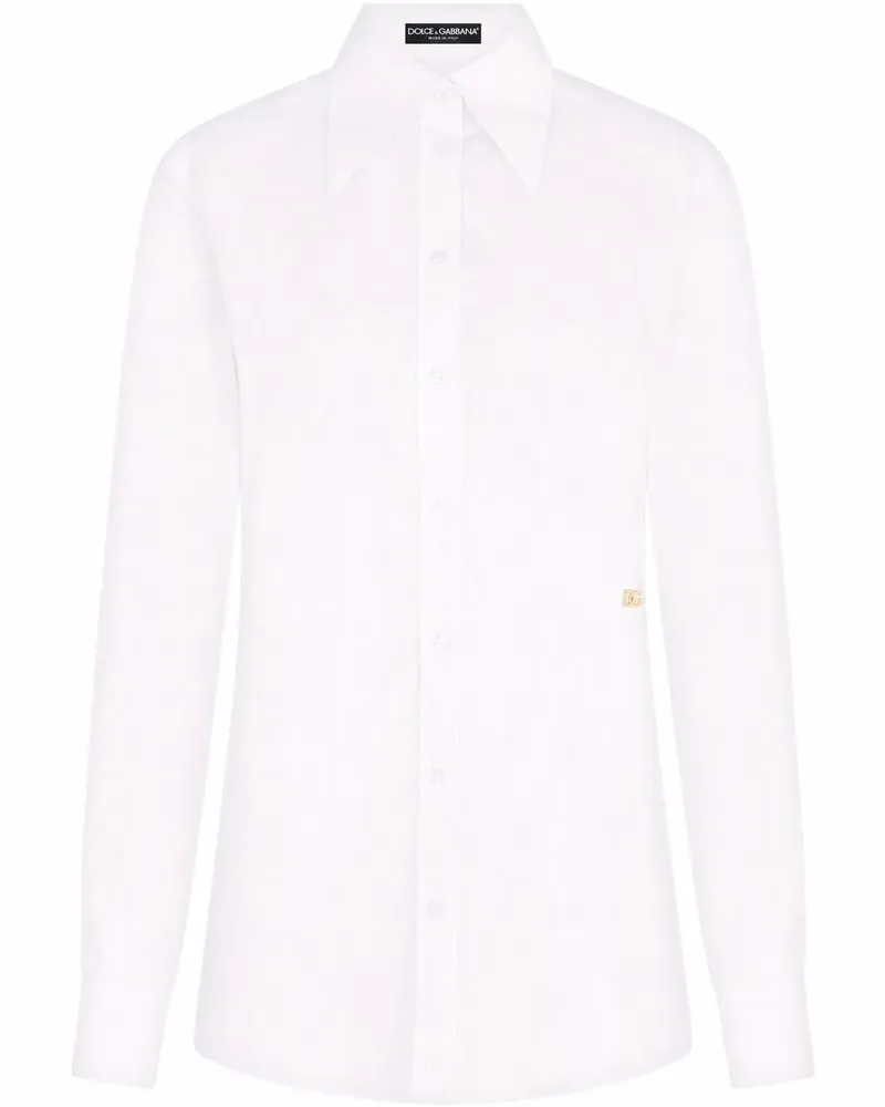 Dolce & Gabbana Popeline-Hemd mit DG-Logo - Weiß Weiß