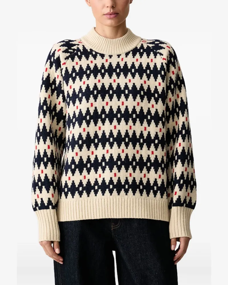 Fjäll Räven Jacquard-Pullover mit Stehkragen - Nude Nude