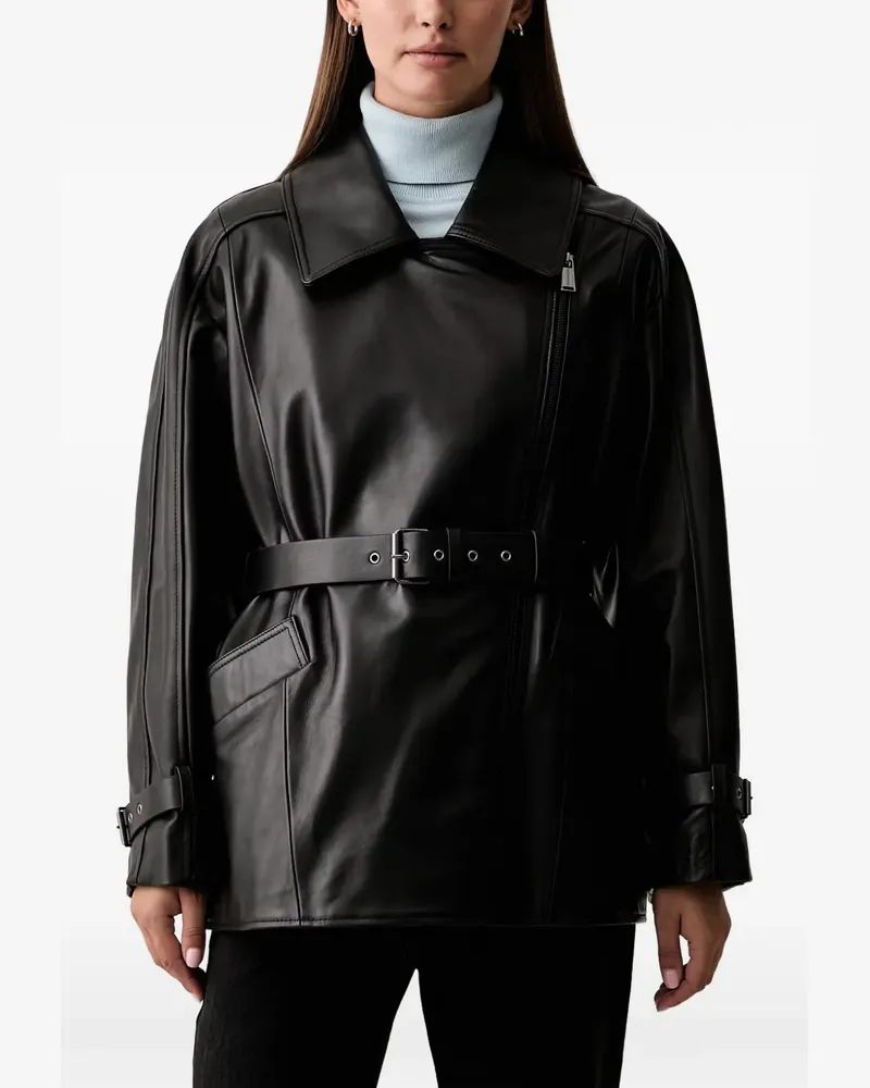 Trussardi Bikerjacke aus Leder - Schwarz Schwarz