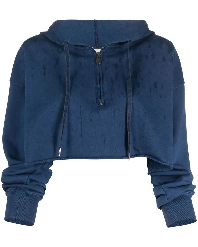 Golden Goose Cropped-Hoodie mit Farbklecksen - Blau Blau