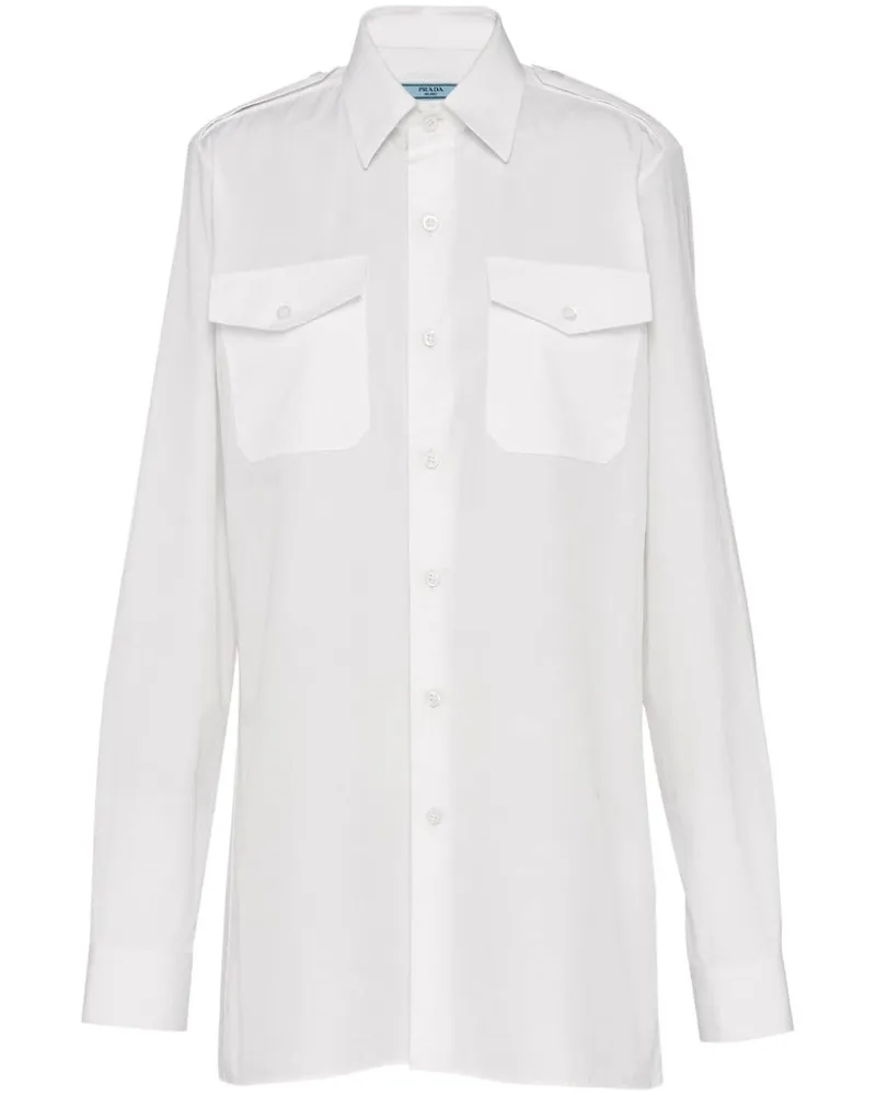 Prada Jeanshemd mit Logo - Weiß Weiß