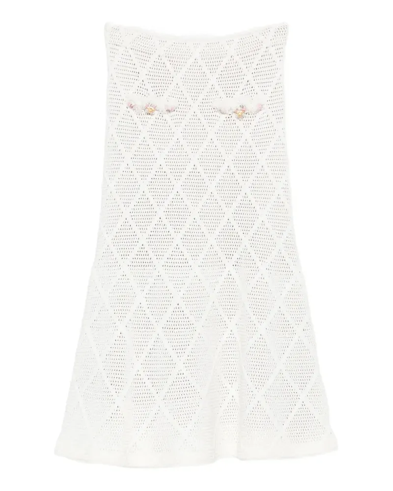Self-Portrait diamond-knit midi skirt - Weiß Weiß
