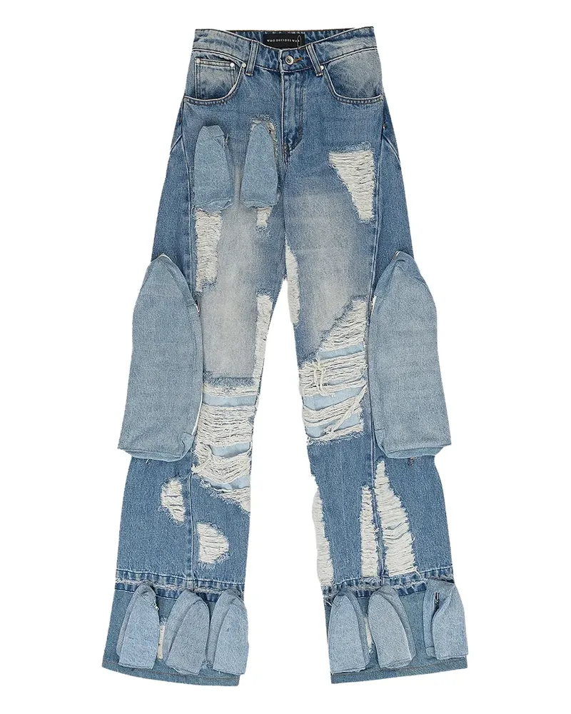 WHO DECIDES WAR Distressed-Jeans mit Taschen - Blau Blau