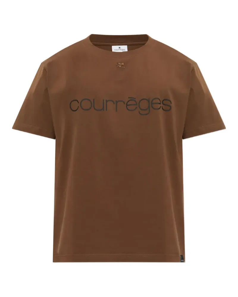 Courrèges T-Shirt mit Logo-Print - Braun Braun