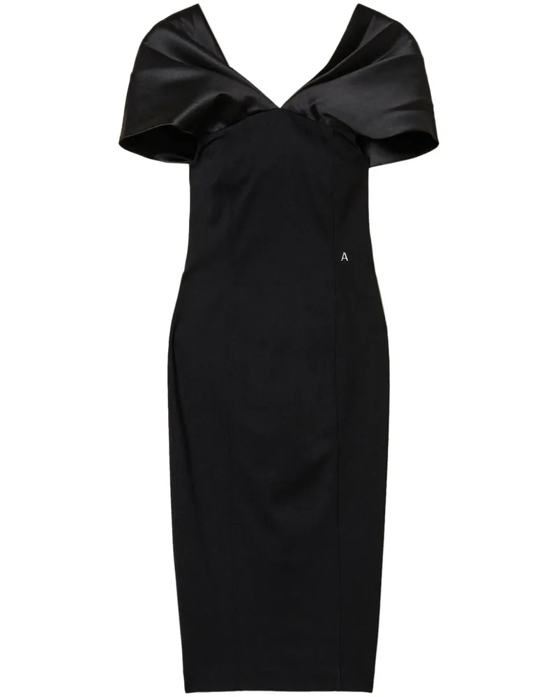 Twin-Set Midikleid mit V-Ausschnitt - Schwarz Schwarz
