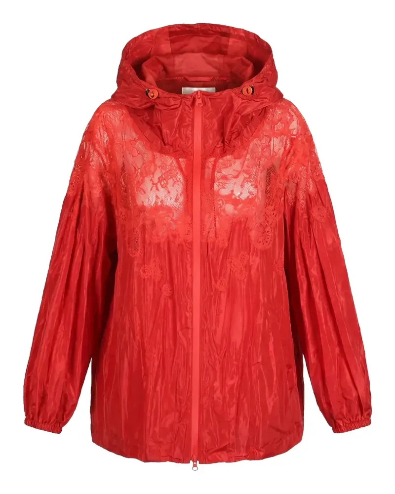 Valentino Garavani lace-panelled hooded jacket - Rot Rot