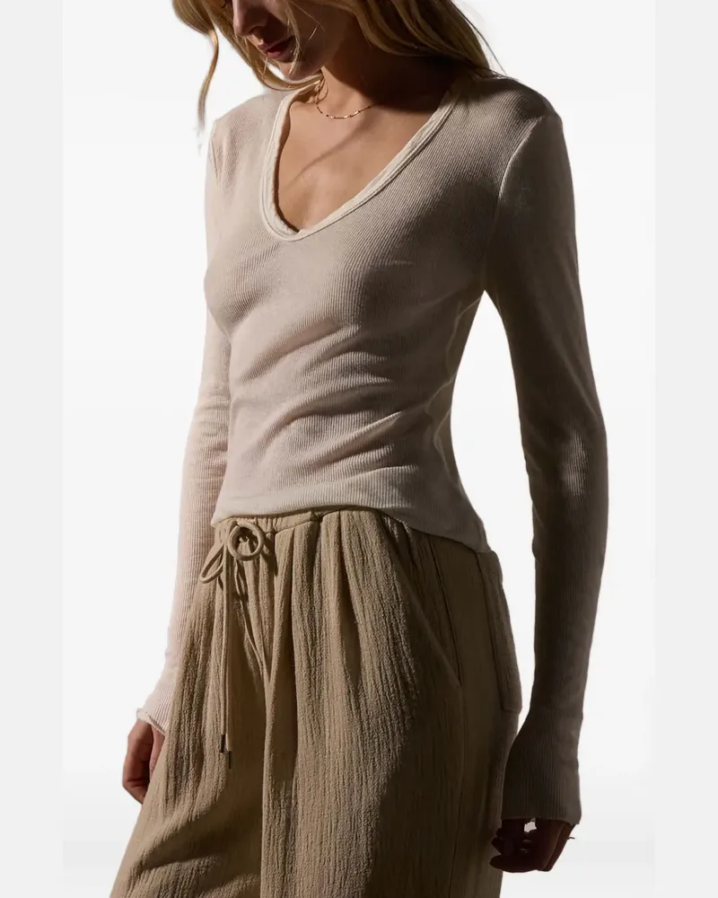 James Perse V-neck long-sleeve T-shirt - Nude Nude