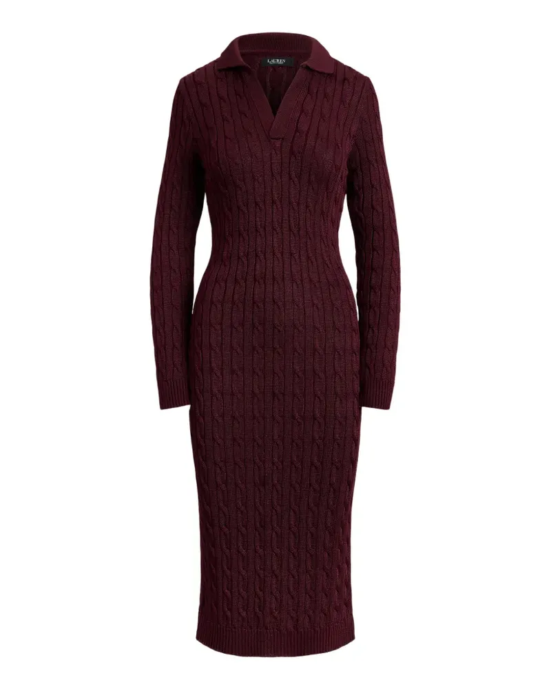 Ralph Lauren Midikleid mit Zopfmuster - Rot Rot