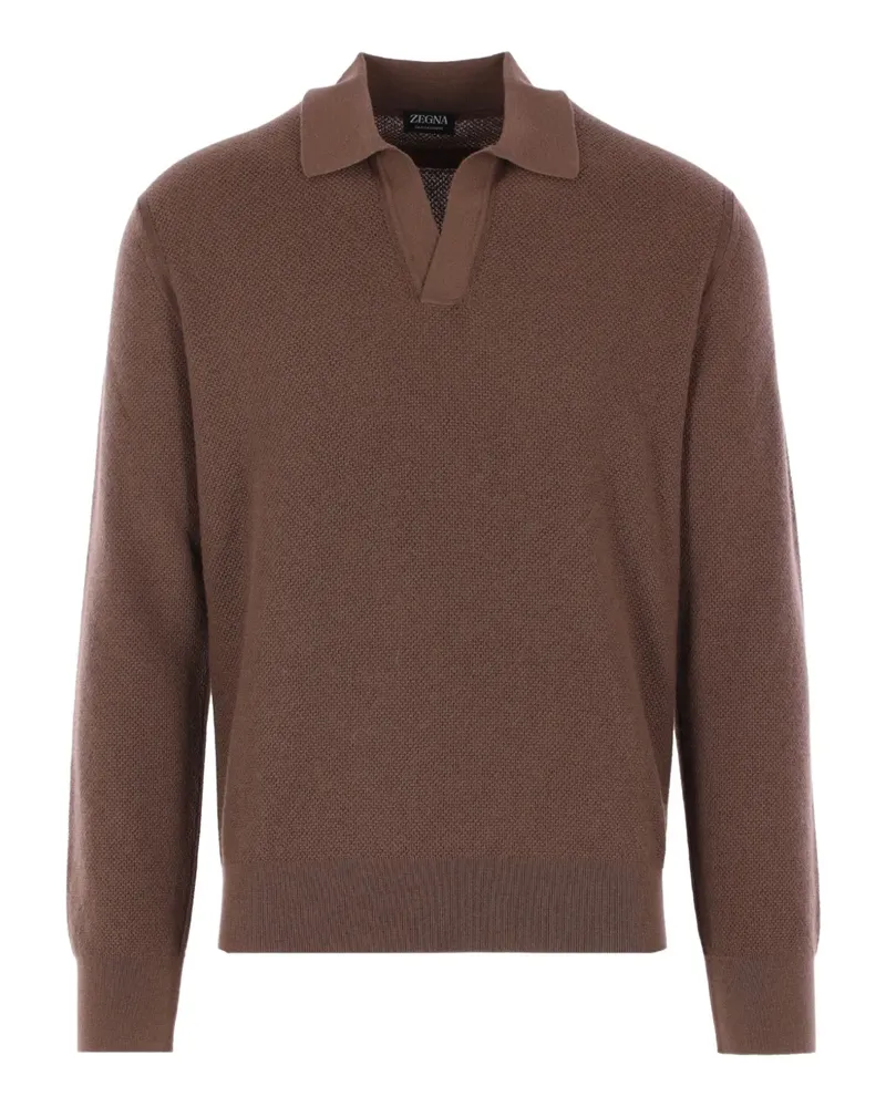Ermenegildo Zegna Pullover mit offenem Kragen - Braun Braun