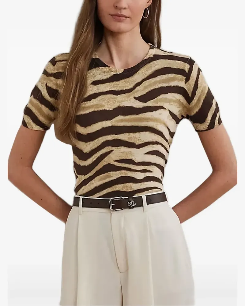Ralph Lauren zebra-print short-sleeve top - Nude Nude