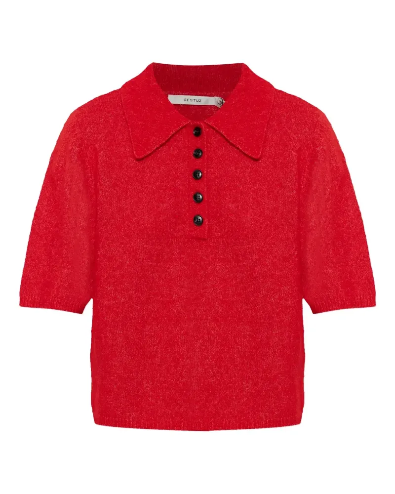 Gestuz Gestricktes Poloshirt mit Knöpfen - Rot Rot