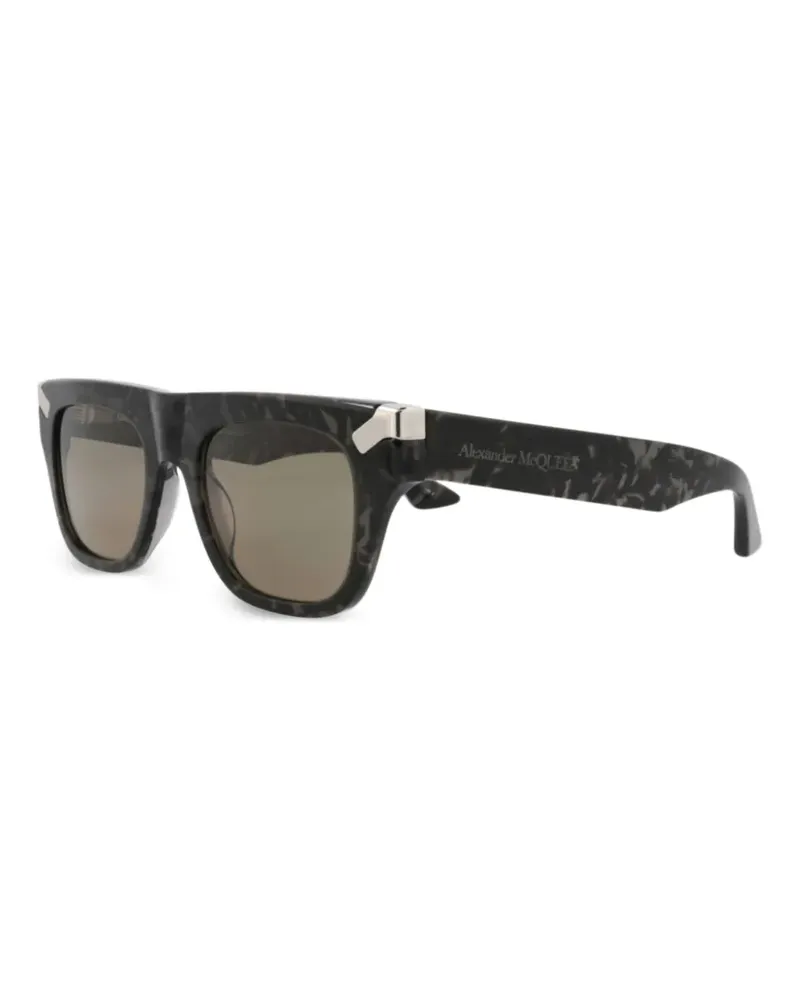 Alexander McQueen Eckige Sonnenbrille in Schildpattoptik - Grau Grau