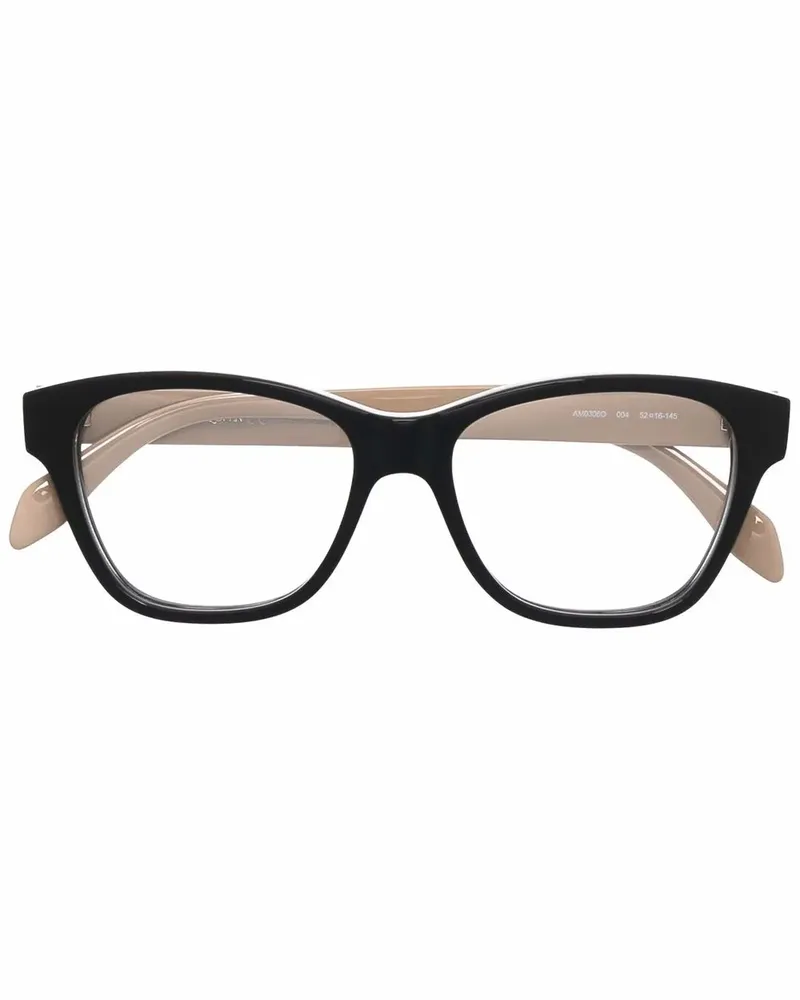 Alexander McQueen Brille mit eckigem Gestell - Schwarz Schwarz
